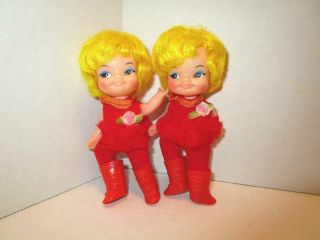Vintage Two 1969 Remco Finger Ding Betty Ballerina Doll Finger Puppets W/ Boots