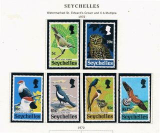 Seychelles 1972 Rare Birds Of Seychelles - Sc 299 - 304 [sg 308 - 313] Vlh 21 K