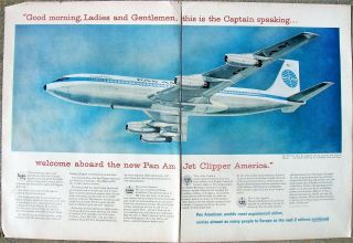 58 Rare " Pan Am 707 Jet Clipper America Service To Europe This Fall " Pr Ad