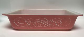 Vintage Pyrex Rare Pink Scroll 2 Qt Space Saver Casserole Dish 575 - B Usa Made