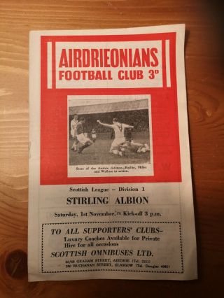 Rare Airdrieonians V Stirling Albion Div 1 1958 - 59