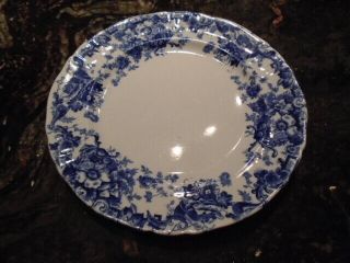 William A Adderley & Co.  (w.  Aa & Co) Eton Flow Blue Antique Dinner Plate 9.  5 "