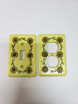2 Vintage Plastic Floral Light Switch And Outlet Cover Plates (fc12 - 1 - K)
