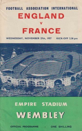 England V France 1957 International Friendly Football Programme Rare