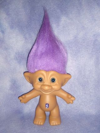 Vintage 4 " Troll Doll (purple Hair) Ace Novelty Treasure Trolls