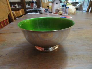 Vintage Silver & Green Enamel Reed & Barton Bowl 1120 6 1/2 " Diameter