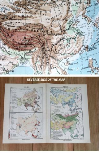 1932 VINTAGE PHYSICAL MAP OF ASIA CHINA JAPAN INDONESIA RUSSIA INDIA 2