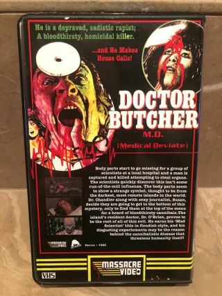 DOCTOR BUTCHER,  M.  D.  VHS Horror Gore Cult Zombi Holocaust Rare Massacre Video 2