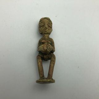 Unusual Vintage Antique Pregnant Tribal Woman Mini Miniature Figurine Unsure X2