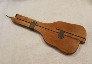 Antique Shuttle Wooden Rug Hooking Needle Tool