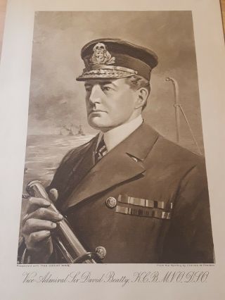World War One Antique Print - Wwi Royal Navy Vice Admiral Sir David Beatty