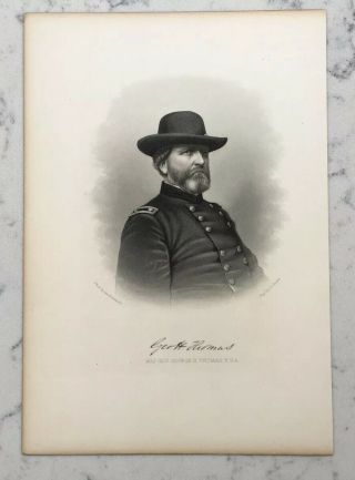 Antique Major General George H.  Thomas Civil War Engraving Bookplate Print