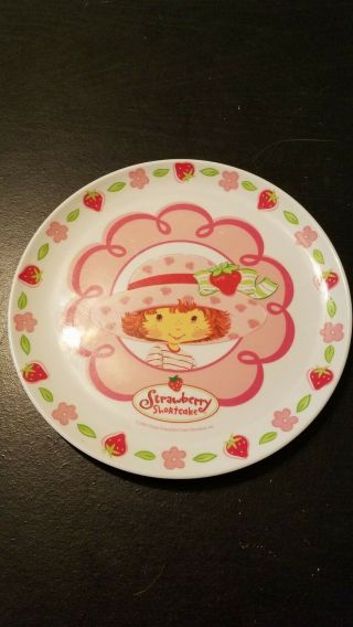 Vintage Strawberry Shortcake Melamine Dinner Plate Snack Dish Pink White 1980 