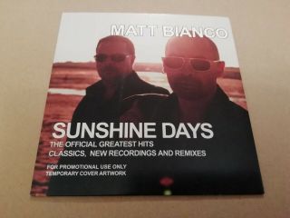 Matt Bianco Sunshine Days Official Greatest Hits Rare Promo Cd Album 2010
