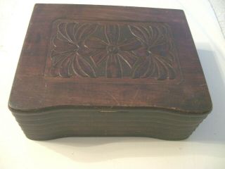 Vintage Carved Wood Box - 12 " W X 9 1/2 " H X 3 " Deep