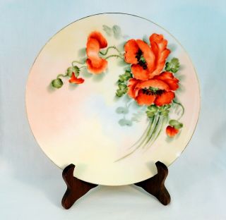 Hermann Ohme Silesia Red Poppies Porcelain Plate 8.  25 " Hand Painted And Signed