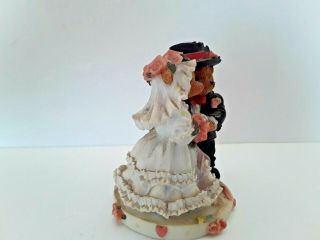 Cute Vintage Bear Wedding Cake Topper - Bride and Groom flowers 2