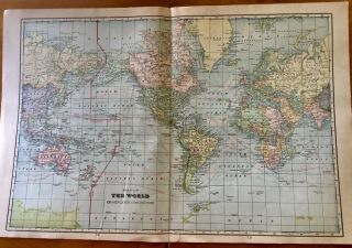 1906 Geo F Cram Color Map Of The World On Mercator 