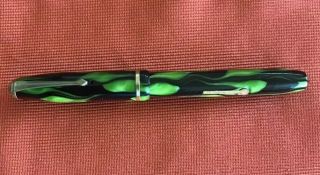 1950s Vintage Rare Conway Stewart Dinkie Fountain Pen Green Flames Small