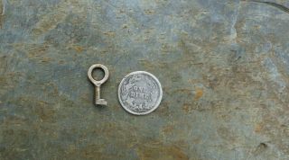 Tiny Antique Miniature Plated Brass Barrel Key For Miniature Padlock 5/8 " Key
