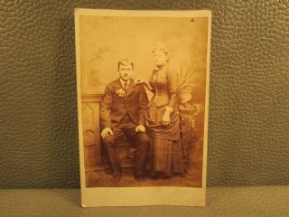 Victorian Antique Cabinet Card Wedding Photo Of A Married Couple