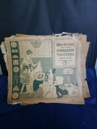 Vtg Antique 1920s Royal Society Hot Iron Embroidery Transfer Patterns Book No 3
