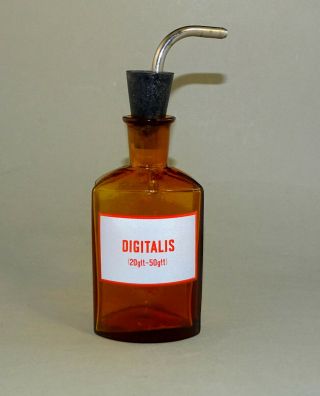 Rare Vintage Old Medical Glass Bottle,  Apothecary Bottle,  Medicine - Digitalis