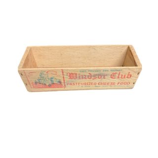 Antique Wooden Windsor Club Pasteurized Cheese Food Box Wisconsin
