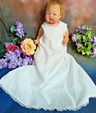 Antique Vintage Long Baby Doll Dress For Christening Gown Chemise Slip Linen