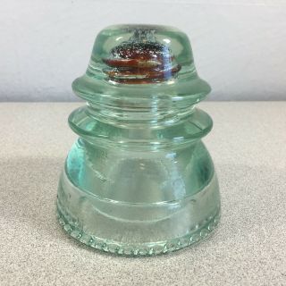 E.  S.  A.  /c.  T.  N.  E.  (ctne) Vintage Antique Glass Insulator Light Green