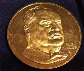 Grover Cleveland 24k Gold On Sterling Silver Rare White House Historical Medal