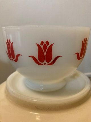 Rare Htf Red Fire King Tulip Cottage Cheese Bowl