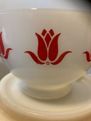 Rare HTF Red Fire King Tulip Cottage Cheese Bowl 2