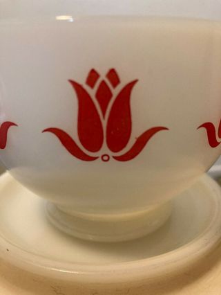 Rare HTF Red Fire King Tulip Cottage Cheese Bowl 3