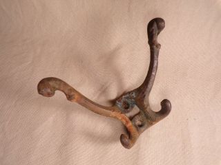 Antique Vintage Hook Cast Iron Wall Coat Hat Closet Hall Tree Hook