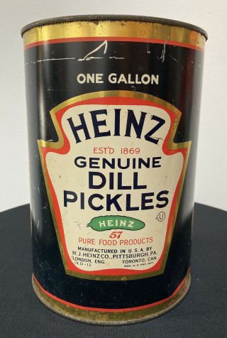 Antique Heinz 57 Pure Food Products Dill Pickle Pickles 1 Gallon Tin Can