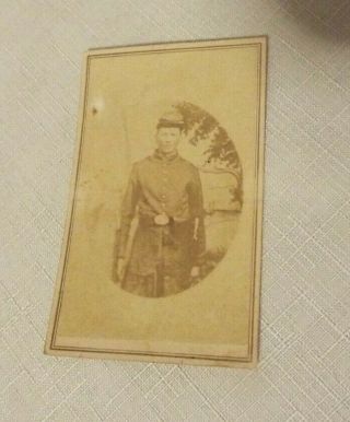 Rare Civil War Union Soldier Black & White Photo Stamped & Dated Jan.  20,  1865
