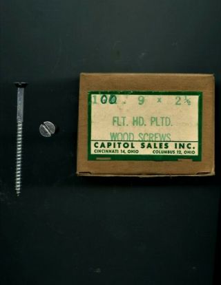 100 Piece Box Of 9 X 2 1/2”flat Head Plated Wood Screws Capitol Sales - Columbus