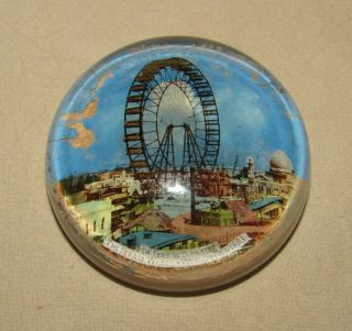 Vintage Rare 1893 Worlds Fair Chicago Color Glass Paperweight Ferris Wheel