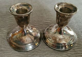 Vintage Pair Towle Sterling Silver Candle Holders Weighted Candlesticks