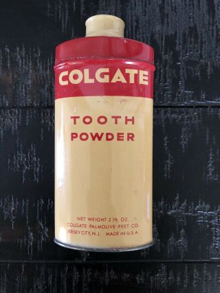 Antique Vintage Colgate Tooth Powder Advertising Tin 2 Oz Jersey City Nj
