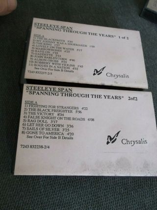 Rare Steeleye Span 2 X Promo Cassette Tape Hard To Find