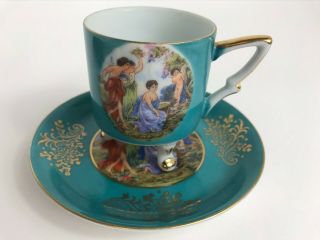 Royal Halsey Fine China Tea Cup & Reticulated Saucer Blue And Gold
