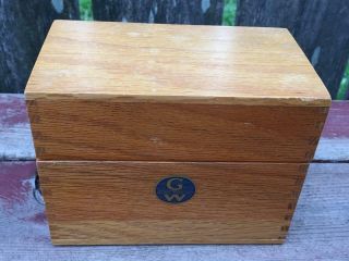 Antique Globe Wernicke Oak Recipe Card File Box Wood No.  83 - C