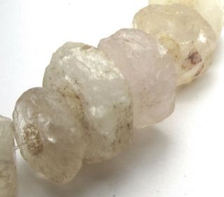7 Rare Large Ancient Graduated Crystal Rock Quartz Mali Disk /heishi Beads