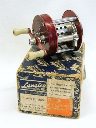 Vintage Langley Lurecast Model 330 Kc Casting Reel W/ Box