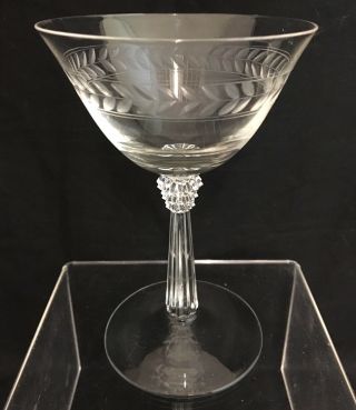 Antique Fostoria Laurel 6017 Stemmed 5.  5 " Wine Goblet (s) Etched Glass Ware Stem