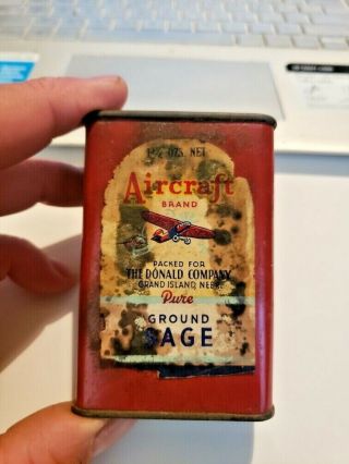 Antique Aircraft Allspice Spice Tin Grand Island Ne Can Vintage Grocery Store