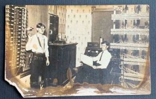 Vintage Antique 1910s Rppc Postcard Photo Tonkawa Oklahoma Telephone Men Roley