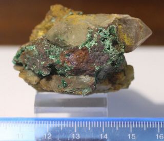 Quartz Crystals,  Cuprite,  Malachite: Big Creek Mine Carbon County,  Wyoming - Rare